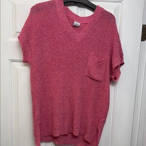 Pink Knit Beach Blouse Short Sleeve Top